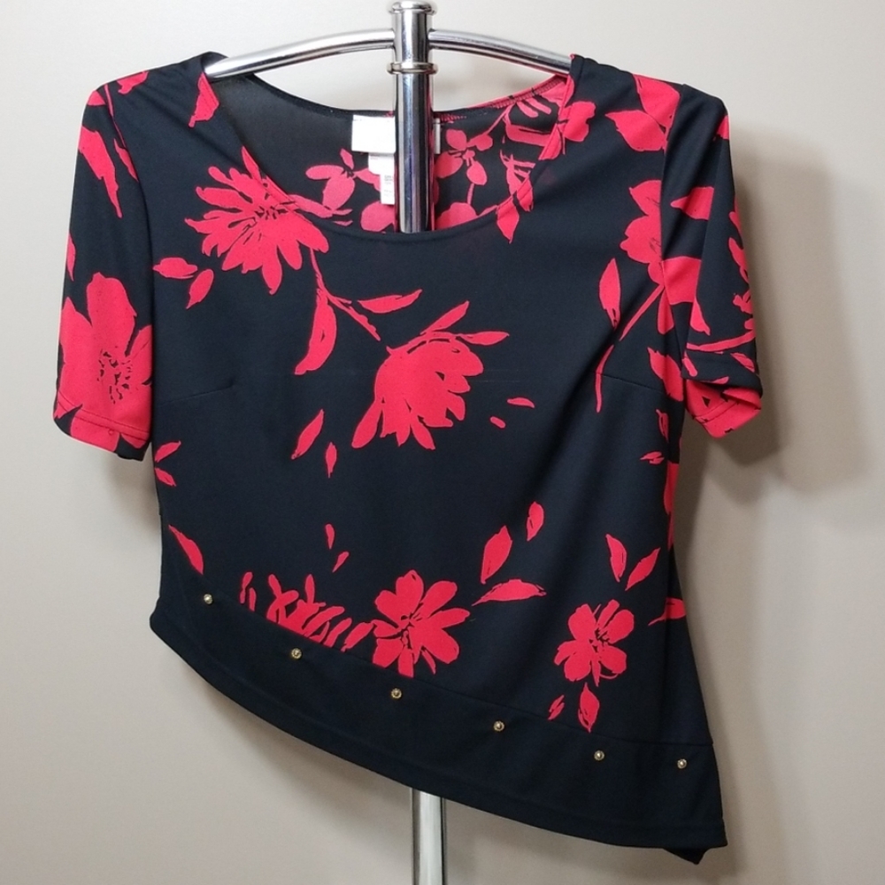 Joseph Ribkoff Black and Red Floral Top